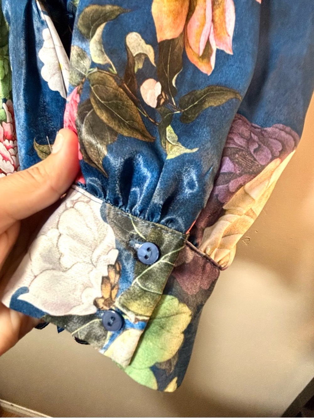 Zara Teal Floral Satin Romper - Picture 9 of 13